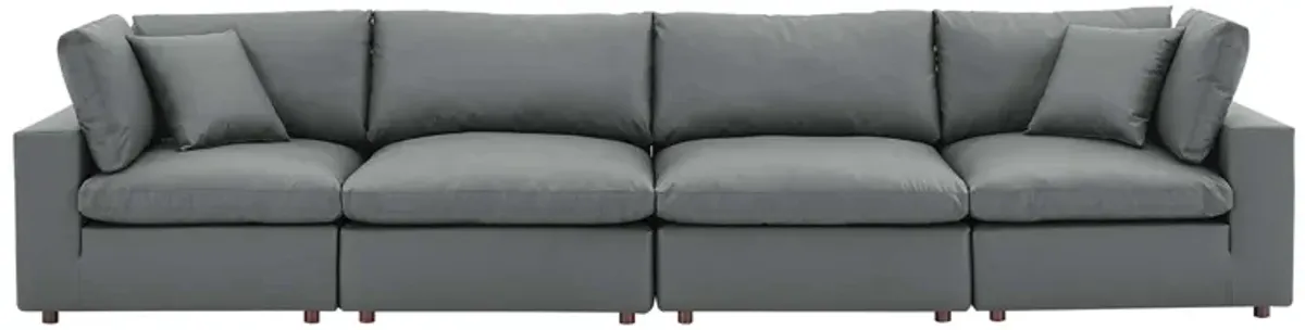 Commix Down Filled Overstuffed Vegan Leather 4-Seater Sofa by Modway