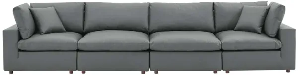 Commix Down Filled Overstuffed Vegan Leather 4-Seater Sofa by Modway Gray