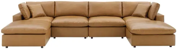 Commix 6-Piece Down Filled Overstuffed Vegan Leather Sectional Sofa by Modway Tan