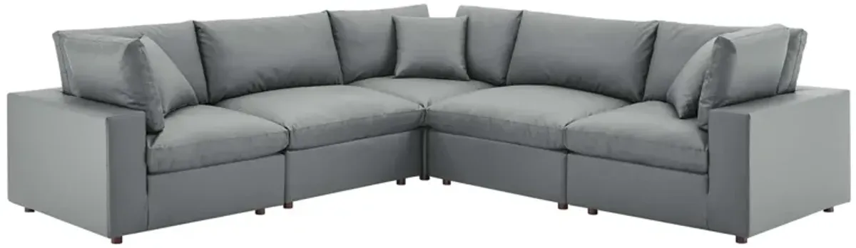 Commix 5-Piece Down Filled Overstuffed Vegan Leather Sectional Sofa by Modway