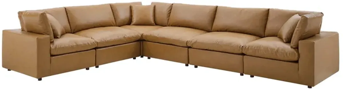Commix 6-Piece Down Filled Overstuffed Vegan Leather Sectional Sofa by Modway Gray