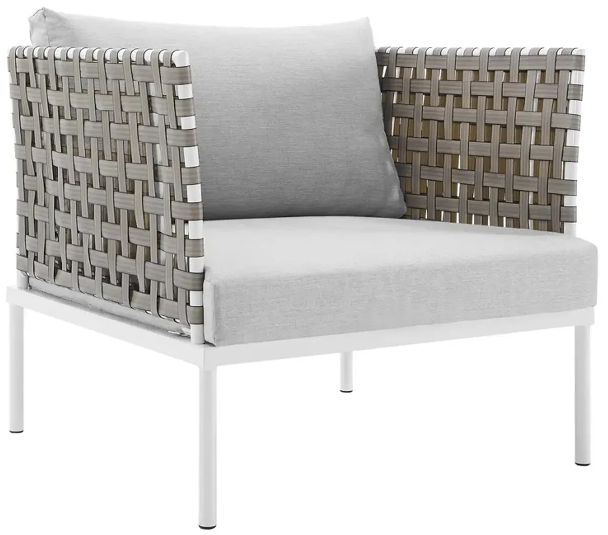 Harmony Sunbrella® Basket Weave Outdoor Patio Aluminum Armchair by Modway Tan Navy