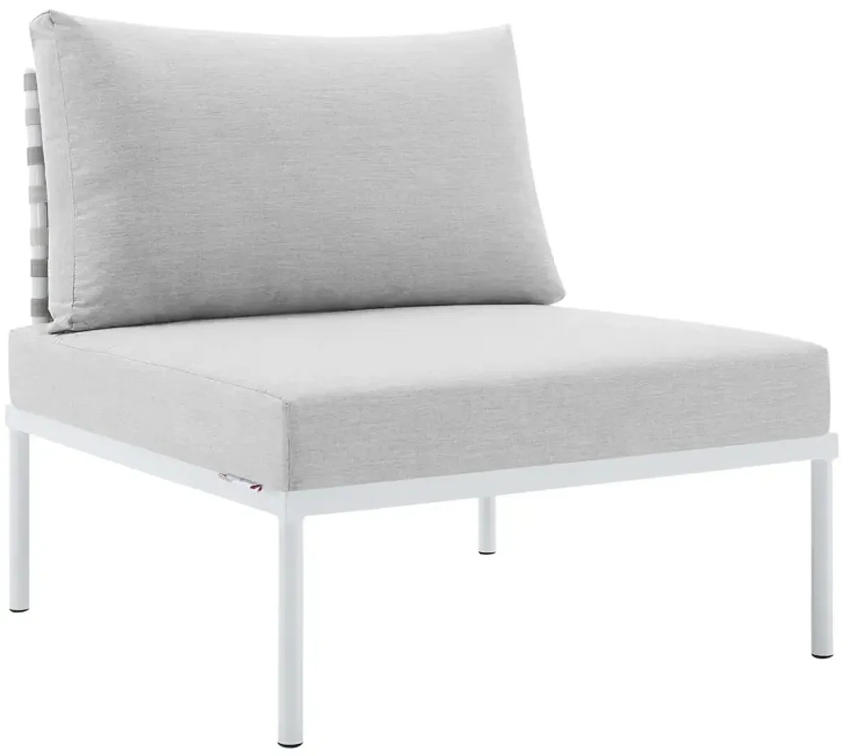 Harmony Sunbrella® Basket Weave Outdoor Patio Aluminum Armless Chair by Modway Taupe Navy