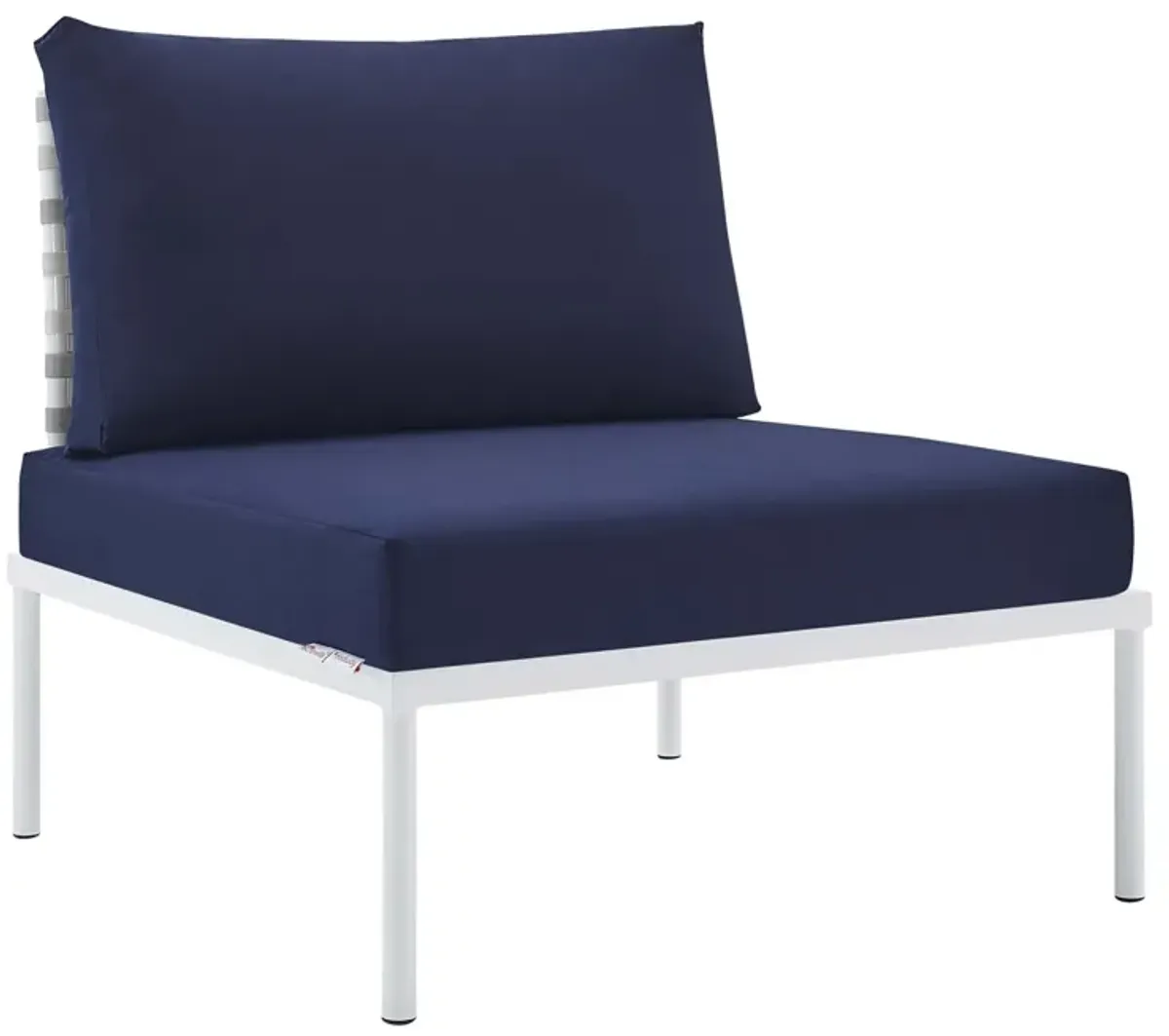 Harmony Sunbrella® Basket Weave Outdoor Patio Aluminum Armless Chair by Modway Taupe Navy