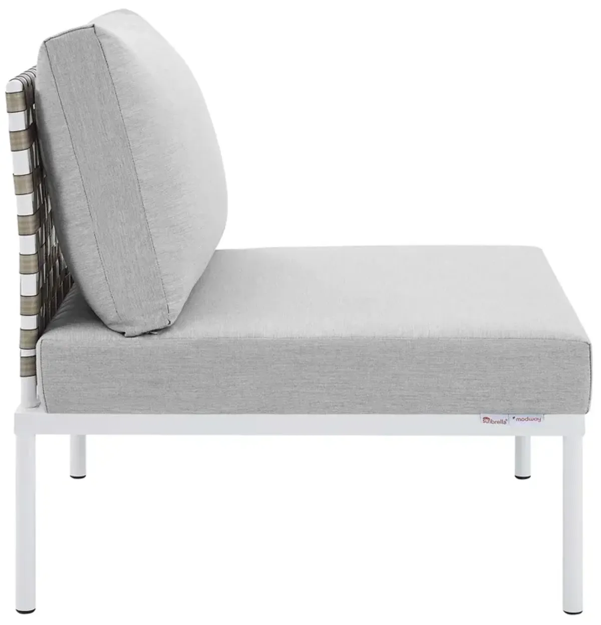Harmony Sunbrella® Basket Weave Outdoor Patio Aluminum Armless Chair by Modway Tan Gray
