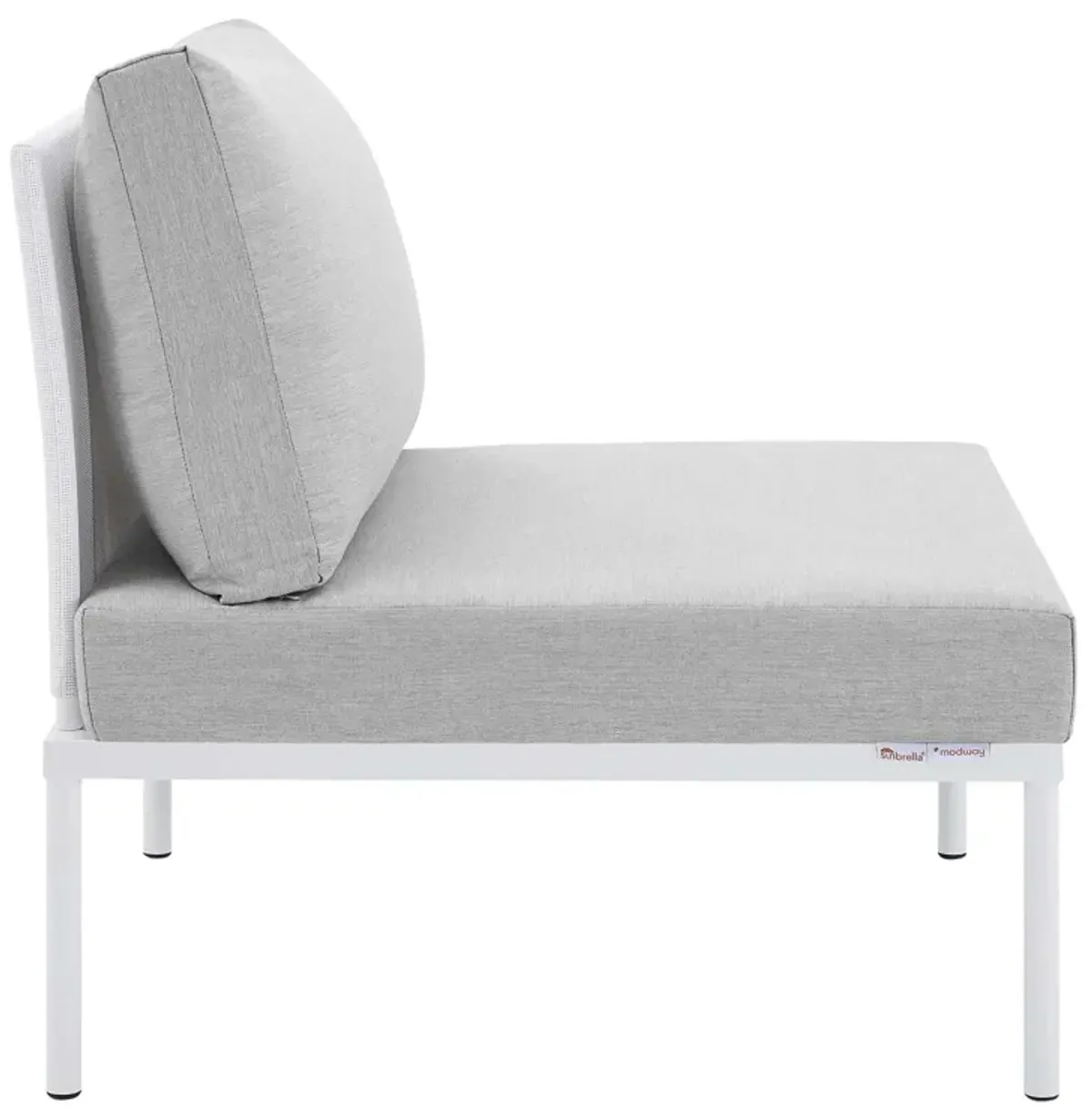 Harmony Sunbrella® Outdoor Patio Aluminum Armless Chair by Modway White Gray