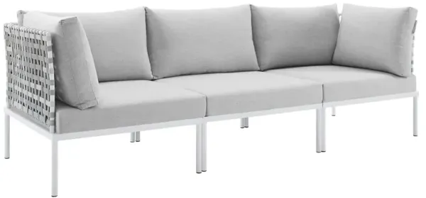 Harmony Sunbrella® Basket Weave Outdoor Patio Aluminum Sofa by Modway Taupe Gray