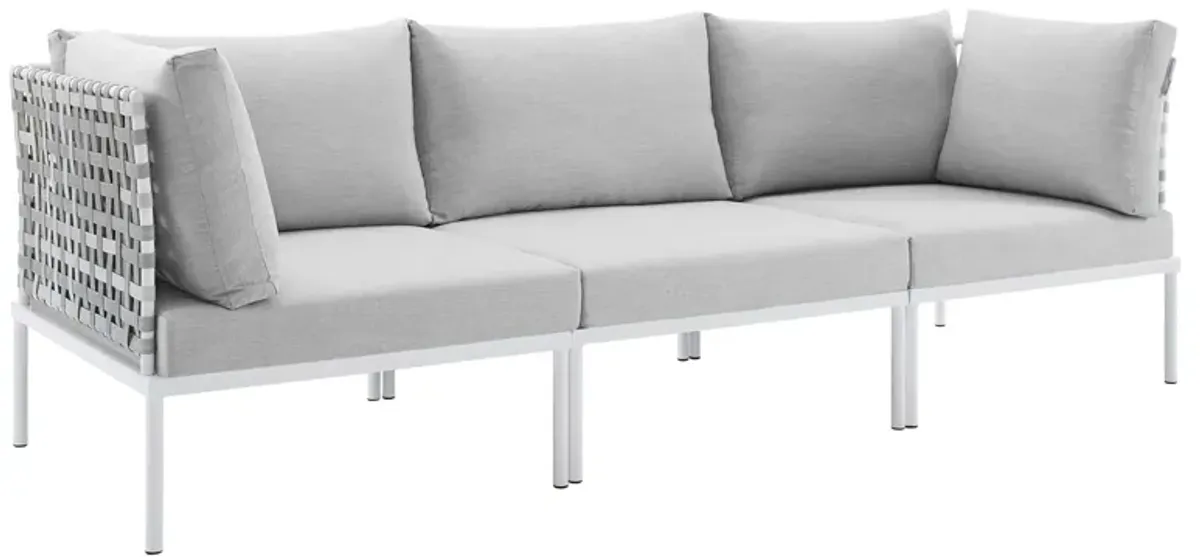 Harmony Sunbrella® Basket Weave Outdoor Patio Aluminum Sofa by Modway Taupe Navy