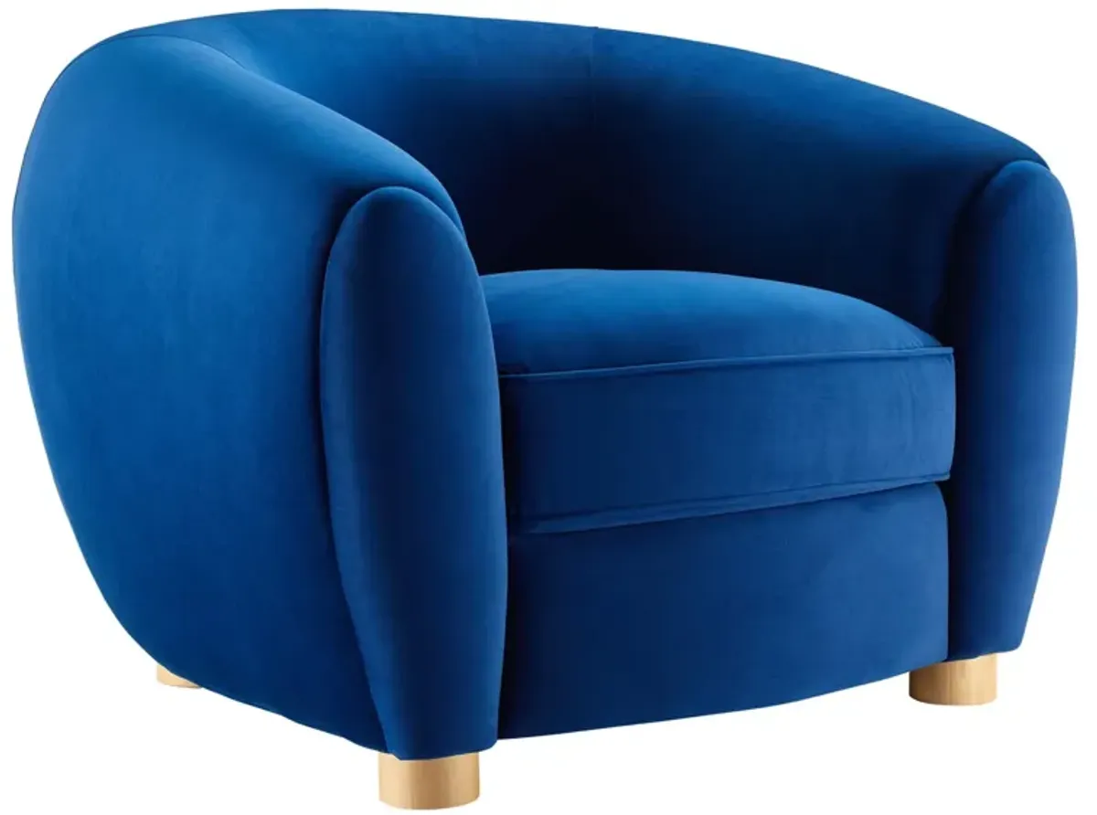 Abundant Performance Velvet Armchair by Modway Navy