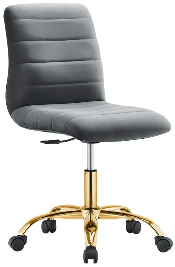 Ripple Armless Performance Velvet Office Chair by Modway Gold Gray