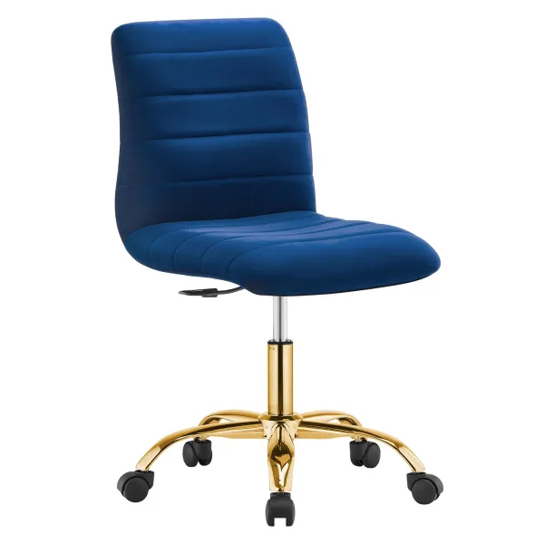 Ripple Armless Performance Velvet Office Chair by Modway Gold Navy