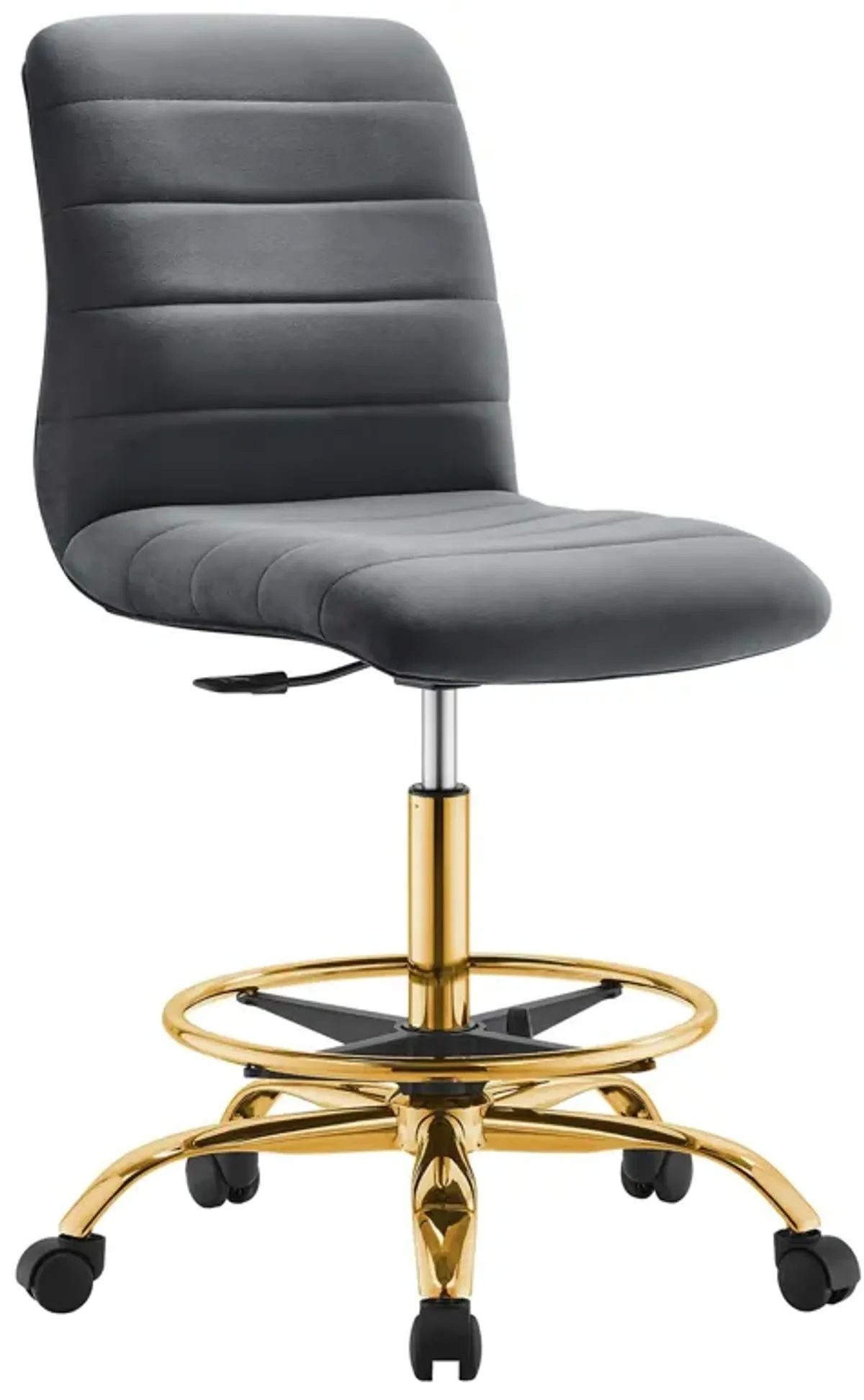 Ripple Armless Performance Velvet Drafting Chair by Modway Gold Gray