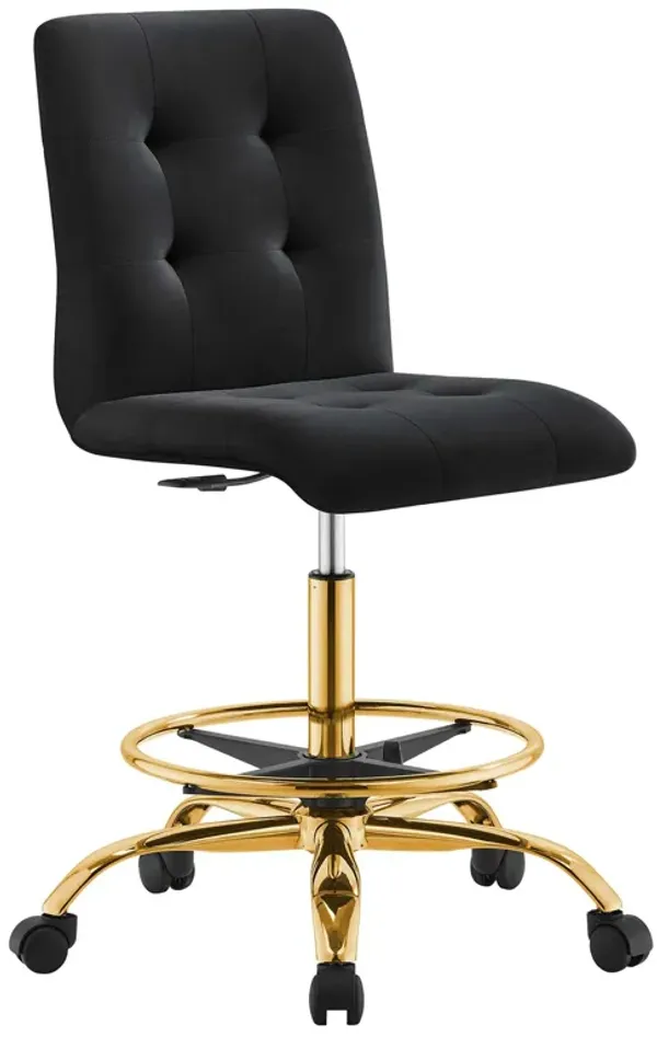 Prim Armless Performance Velvet Drafting Chair by Modway Gold Black