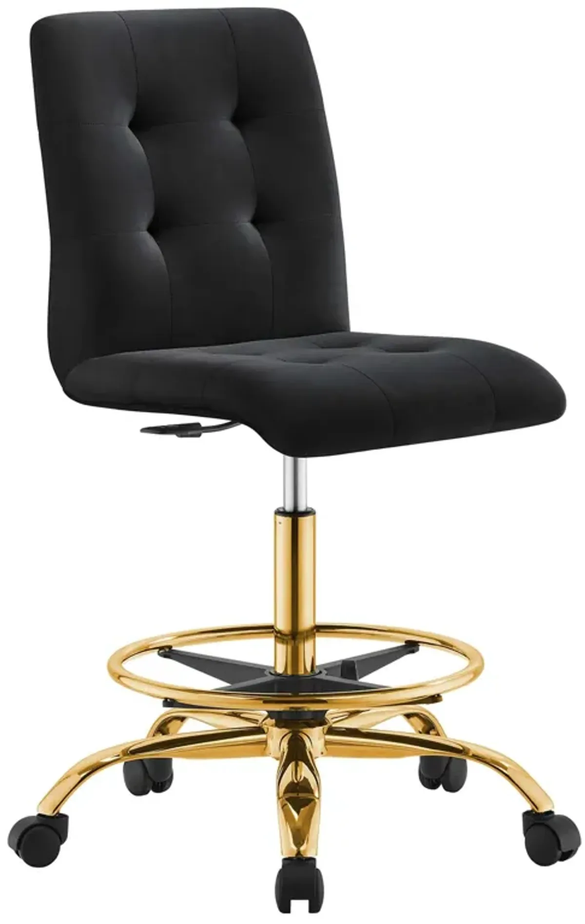 Prim Armless Performance Velvet Drafting Chair by Modway Gold Navy