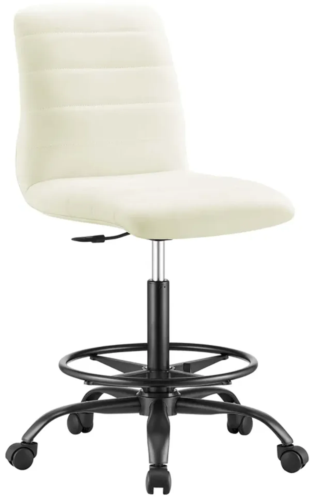 Ripple Armless Vegan Leather Drafting Chair by Modway Black White