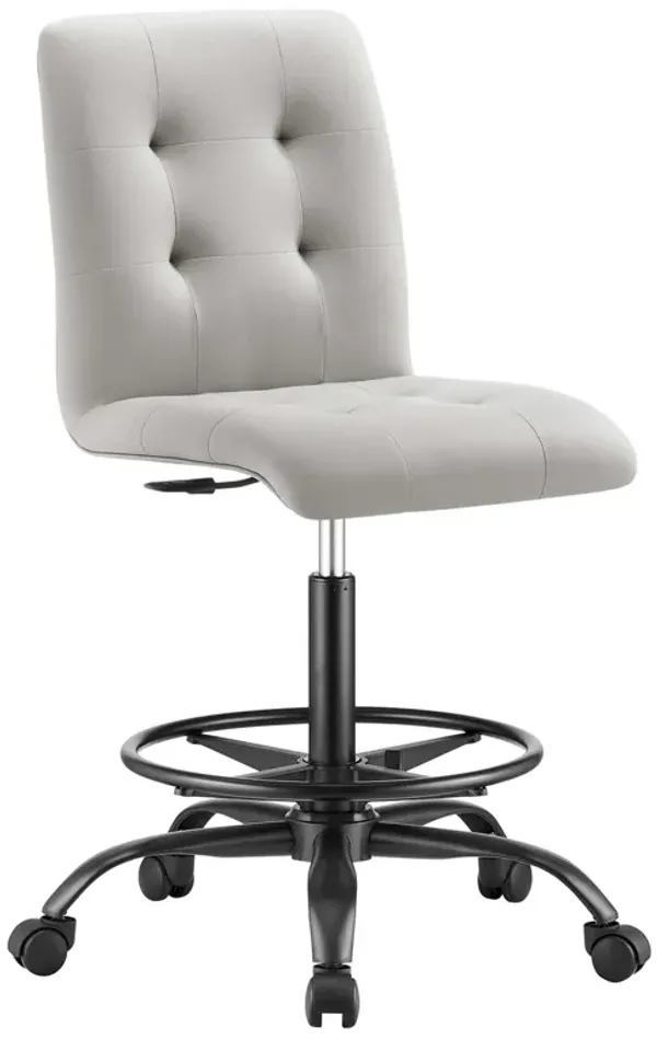 Prim Armless Vegan Leather Drafting Chair by Modway Black Light Gray