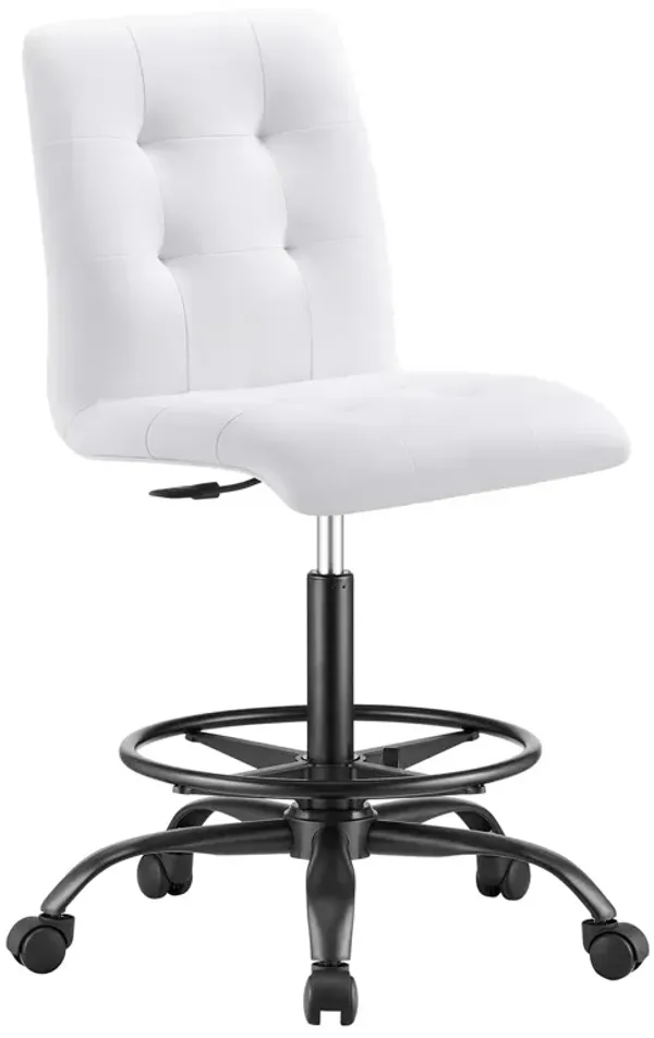 Prim Armless Vegan Leather Drafting Chair by Modway Black White