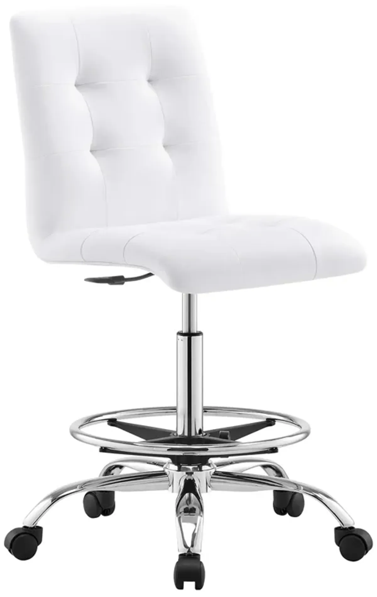 Prim Armless Vegan Leather Drafting Chair by Modway Silver White