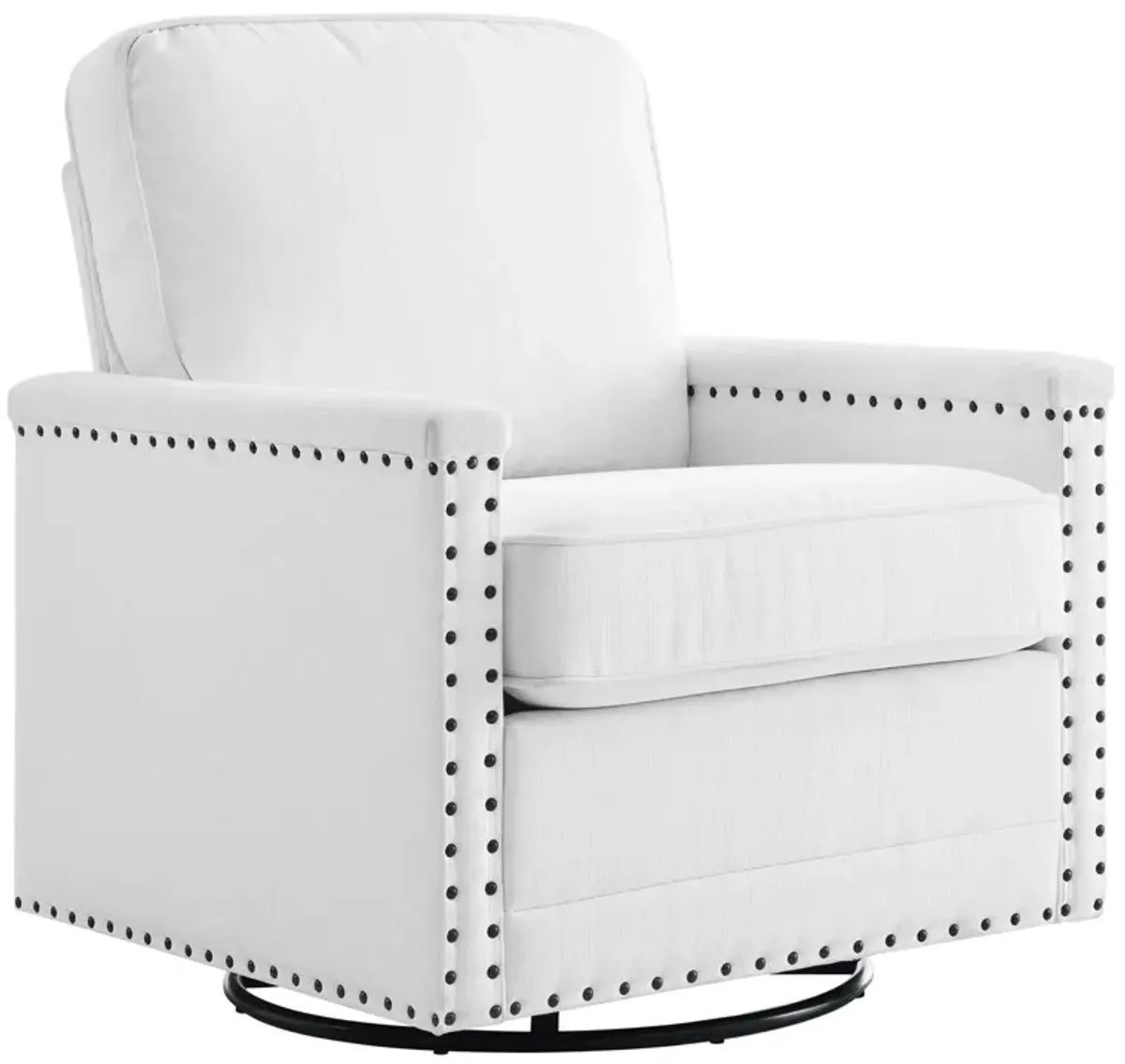 Ashton Upholstered Fabric Swivel Chair by Modway White