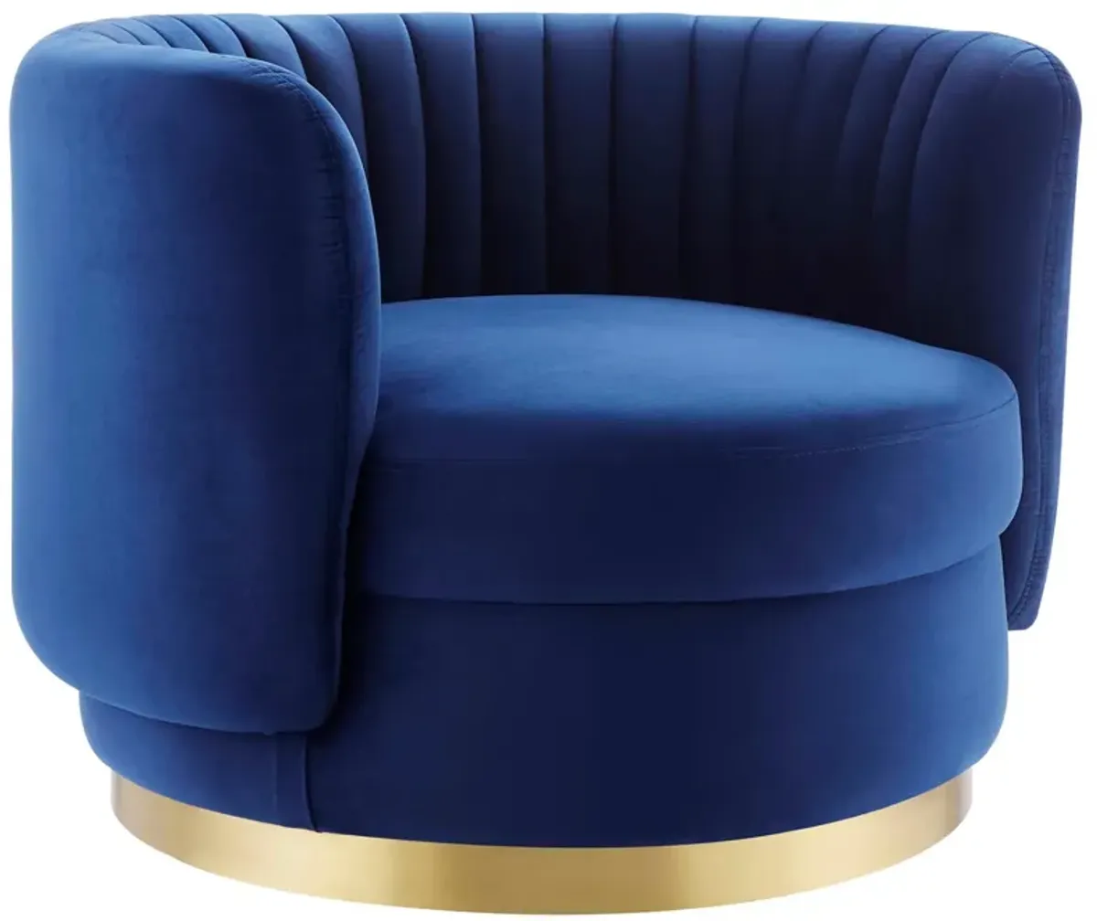 Embrace Tufted Performance Velvet Performance Velvet Swivel Chair by Modway Gold Navy