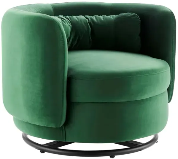 Relish Performance Velvet Performance Velvet Swivel Chair by Modway Black Emerald