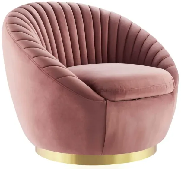 Whirr Tufted Performance Velvet Performance Velvet Swivel Chair by Modway Gold Dusty Rose