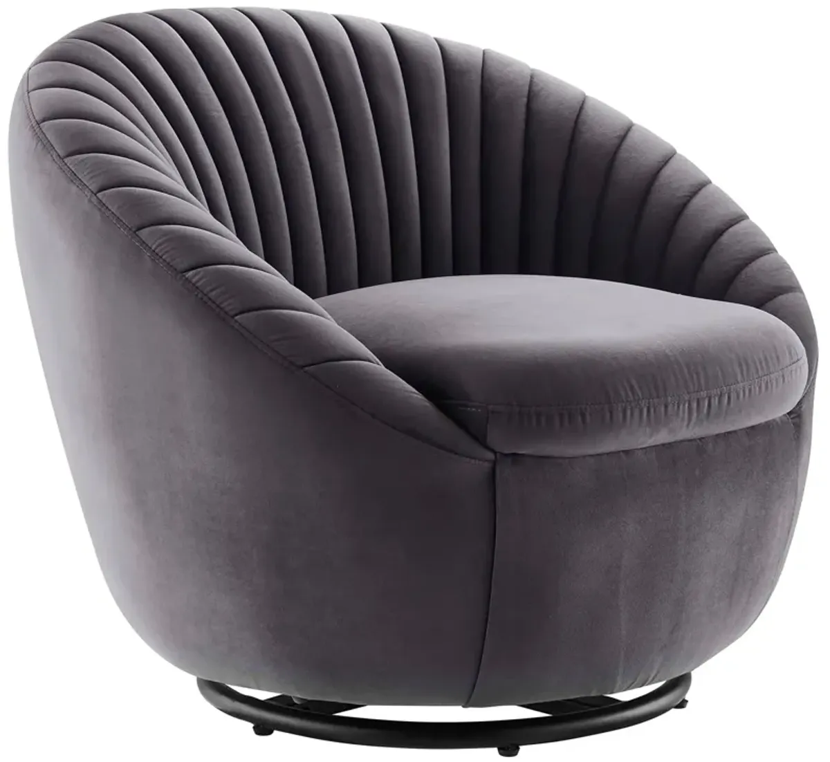 Whirr Tufted Performance Velvet Performance Velvet Swivel Chair by Modway Black Gray