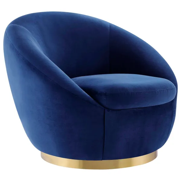 Buttercup Performance Velvet Performance Velvet Swivel Chair by Modway Gold Navy