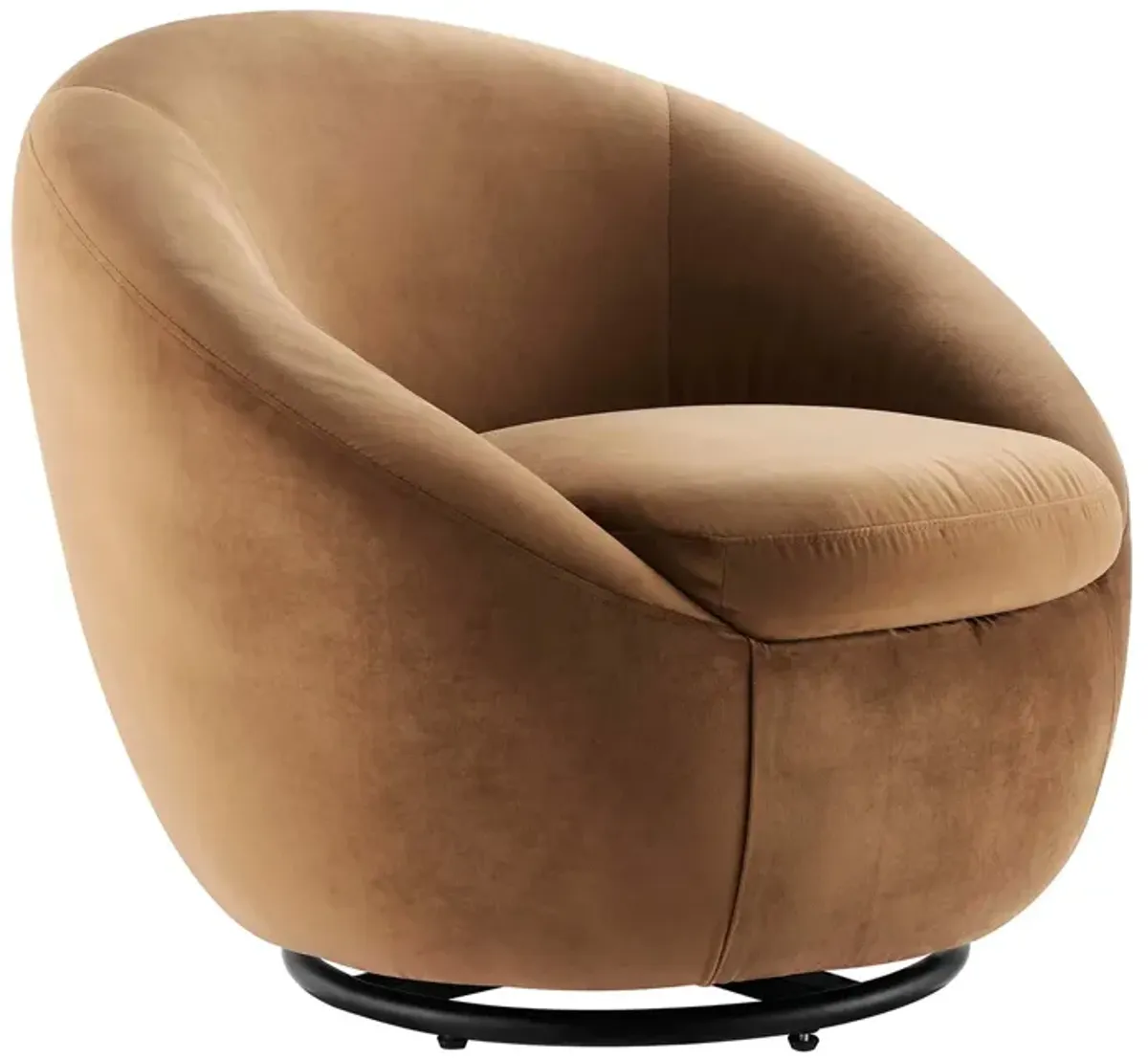 Buttercup Performance Velvet Swivel Chair by Modway Black Cognac