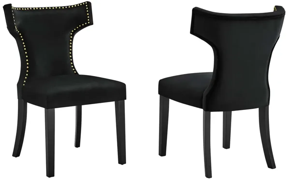 Curve Performance Velvet Dining Chairs - Set of 2 by Modway Cognac