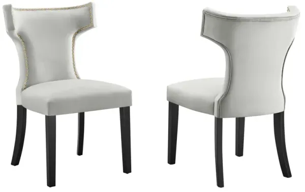 Curve Performance Velvet Dining Chairs - Set of 2 by Modway Light Gray