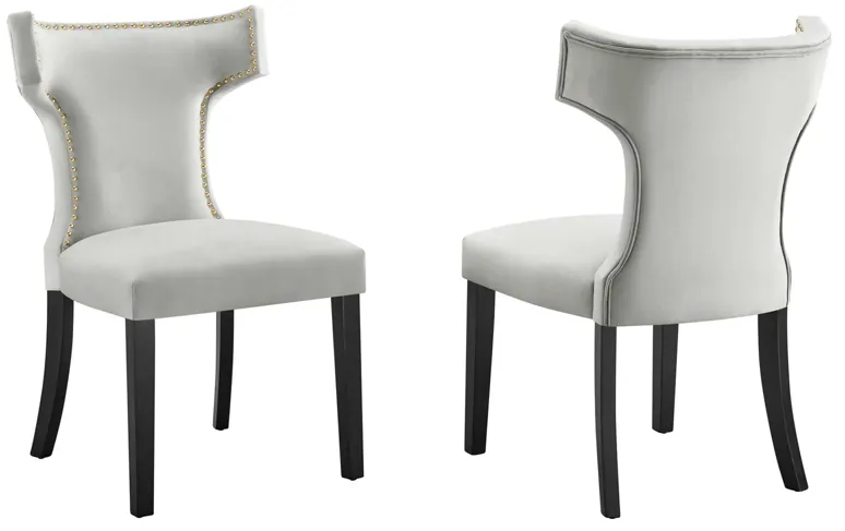 Curve Performance Velvet Dining Chairs - Set of 2 by Modway