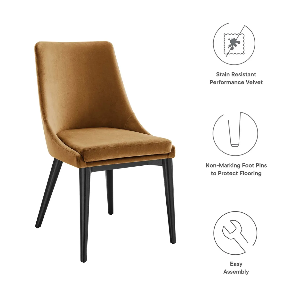 Viscount Performance Velvet Dining Chair by Modway Cognac