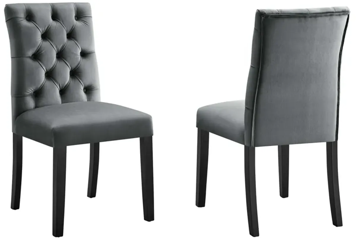 Duchess Performance Velvet Dining Chairs Set of 2 by Modway Gray