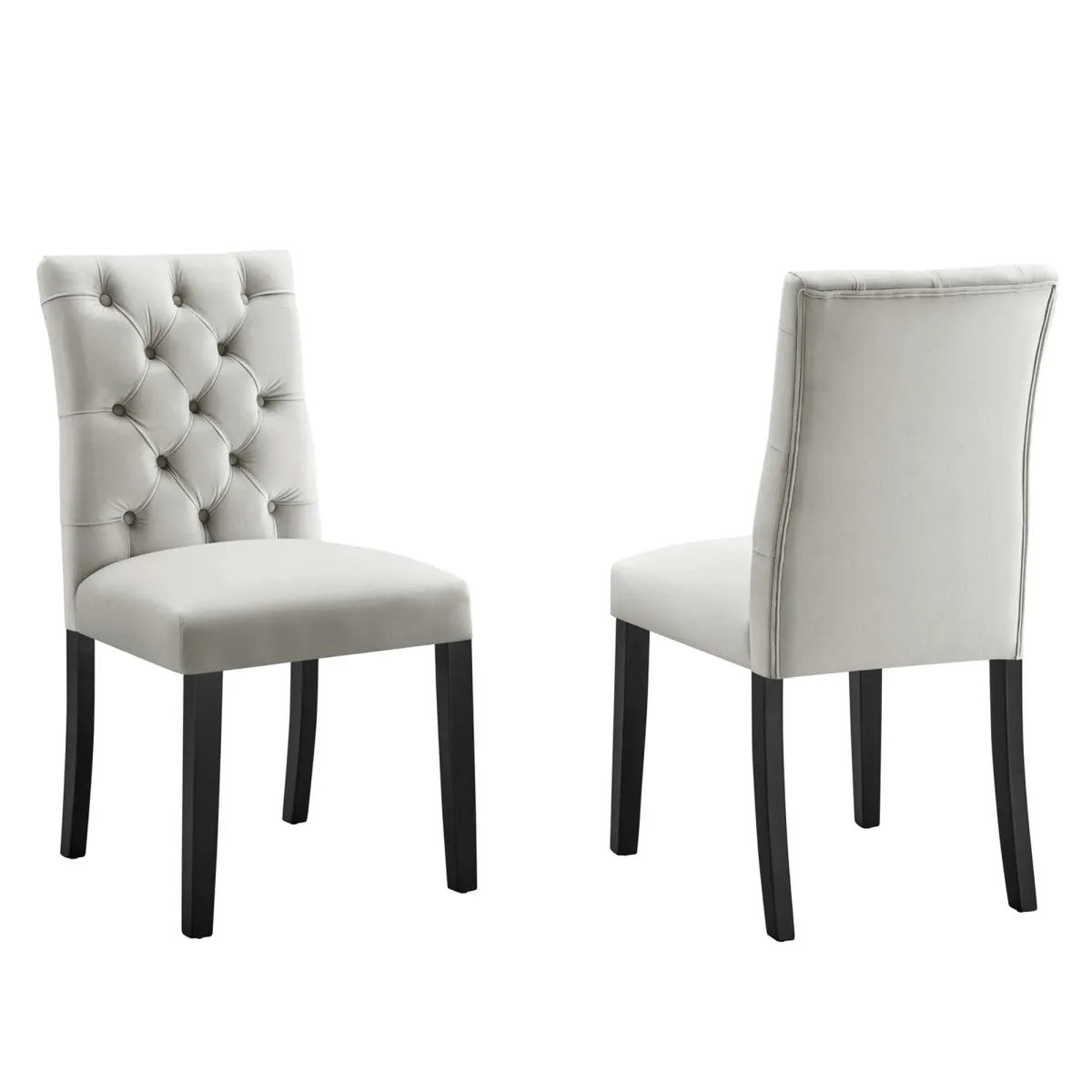 Duchess Performance Velvet Dining Chairs Set of 2 by Modway Light Gray
