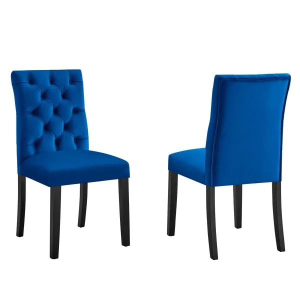 Duchess Performance Velvet Dining Chairs Set of 2 by Modway Navy