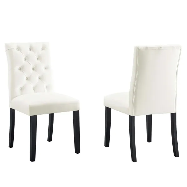 Duchess Performance Velvet Dining Chairs Set of 2 by Modway White