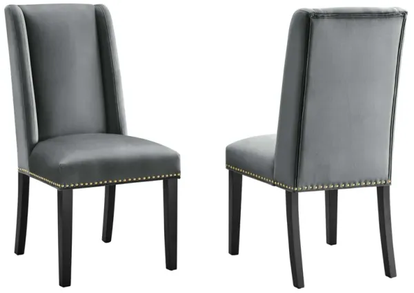Baron Performance Velvet Dining Chairs - Set of 2 by Modway Gray