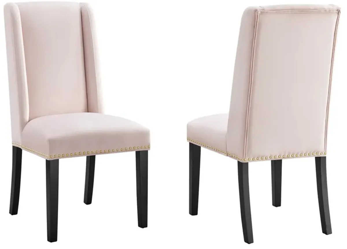 Baron Performance Velvet Dining Chairs - Set of 2 by Modway Pink