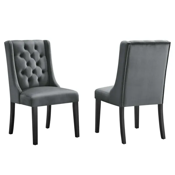 Baronet Performance Velvet Dining Chairs - Set of 2 by Modway Gray