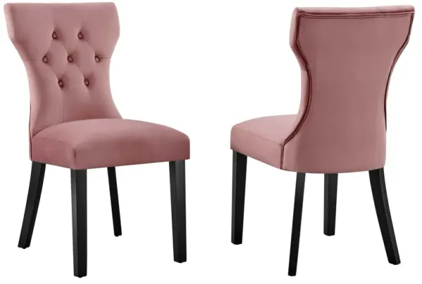 Silhouette Performance Velvet Dining Chairs - Set of 2 by Modway Dusty Rose
