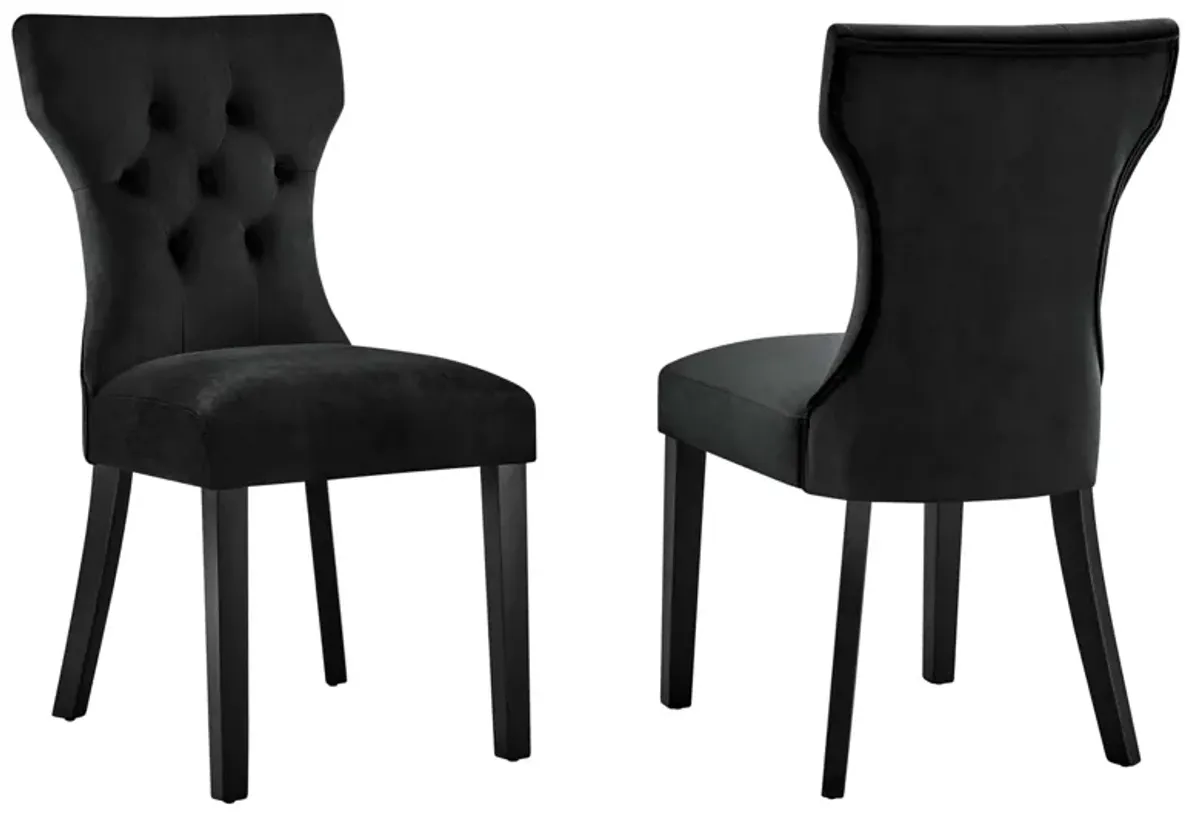 Silhouette Performance Velvet Dining Chairs - Set of 2 by Modway Emerald