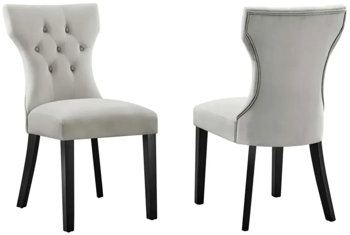 Silhouette Performance Velvet Dining Chairs - Set of 2 by Modway Light Gray