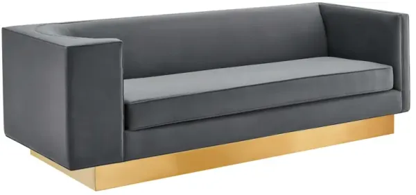 Eminence Upholstered Performance Velvet Sofa by Modway Gray