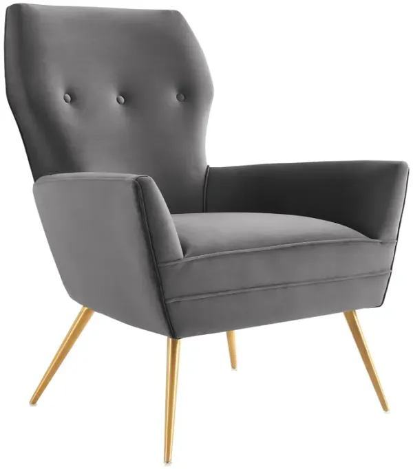 Renata Button Tufted Performance Velvet Armchair by Modway Gray