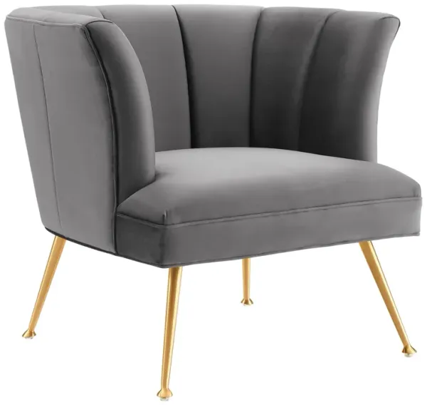 Veronica Channel Tufted Performance Velvet Armchair by Modway Gray