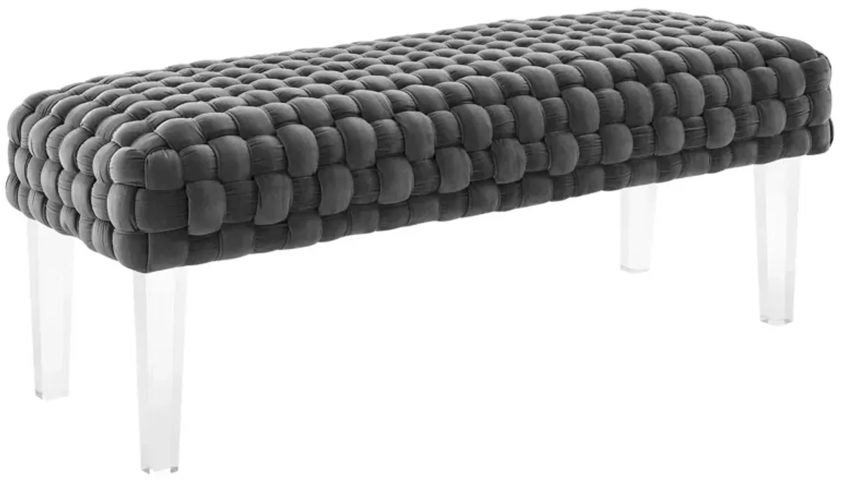 Prologue Woven Performance Velvet Ottoman by Modway Gray