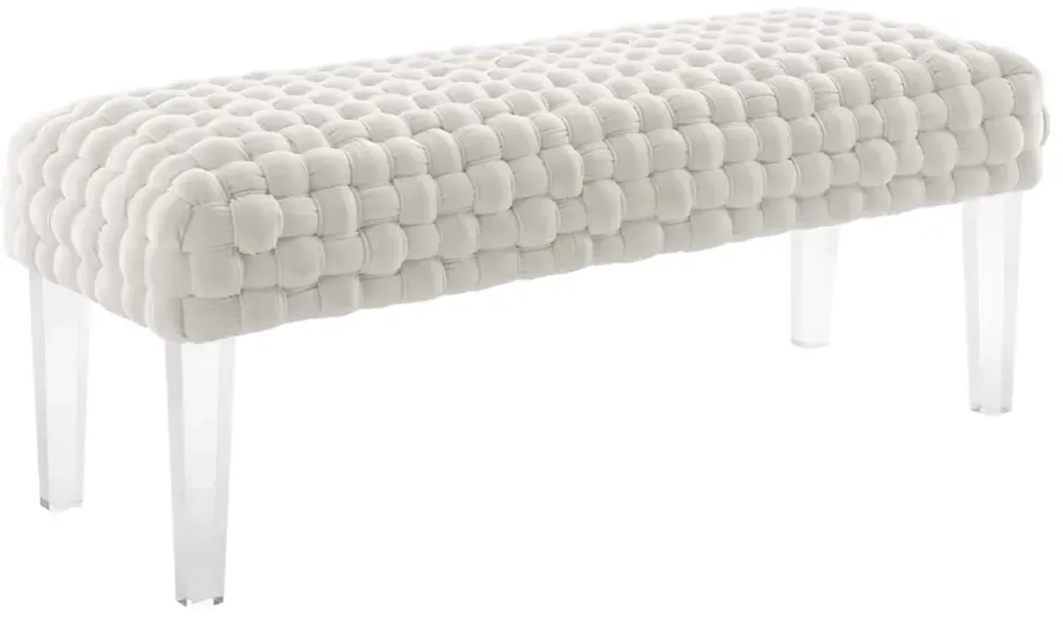 Prologue Woven Performance Velvet Ottoman by Modway White
