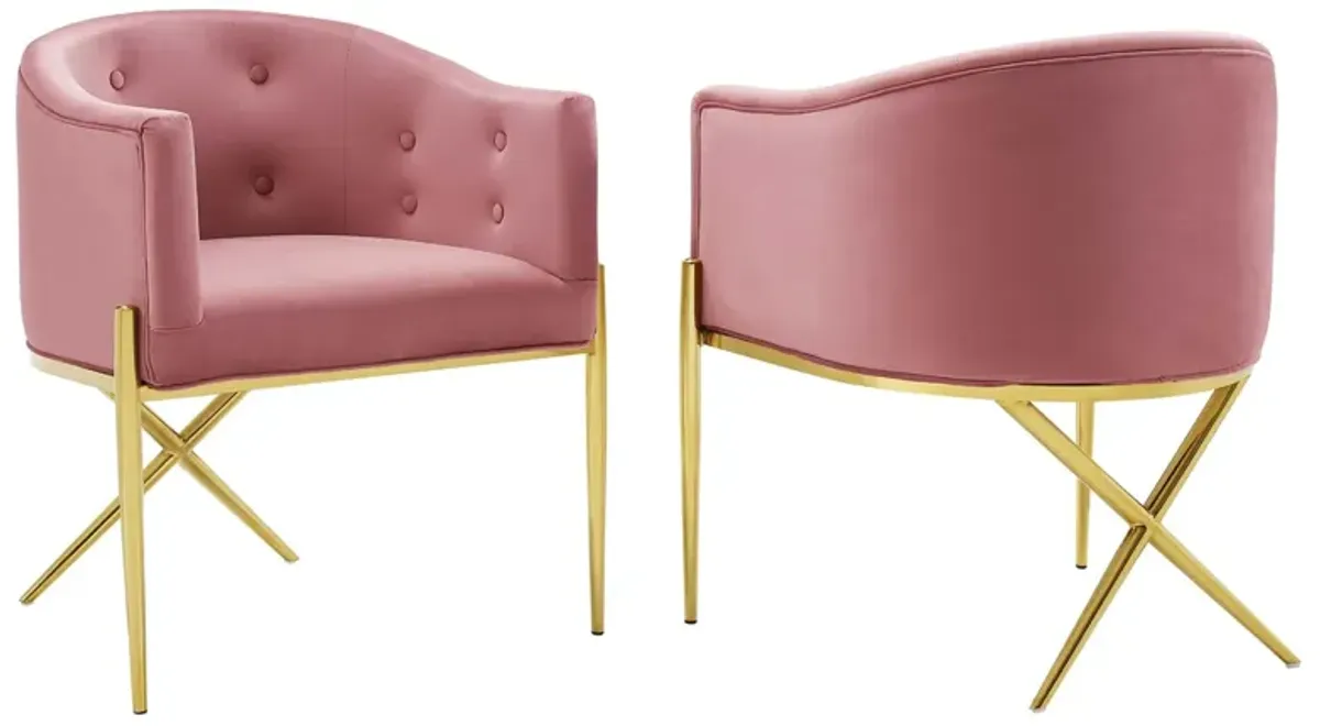 Savour Accent Dining Armchair Performance Velvet Set of 2 by Modway White