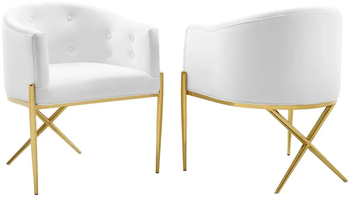 Savour Accent Dining Armchair Performance Velvet Set of 2 by Modway White